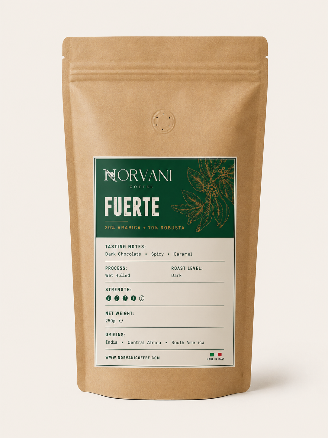 Norvani Coffee Fuerte – Premium Italian Coffee Beans